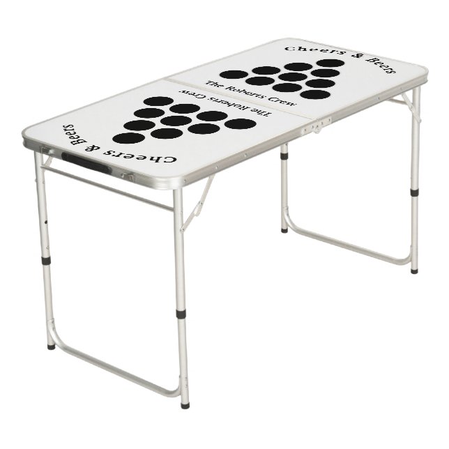 Rustic Wood Tone White Cheers Beers Drinking  Beer Pong Table (Angled)