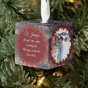 Rustic Wood Traditional Horse Equine Pet 3 Photo Cube Ornament