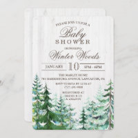 Rustic Wood Tree Baby Shower Invitation