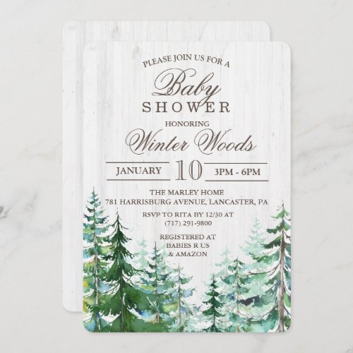 Rustic Wood Tree Baby Shower Invitation