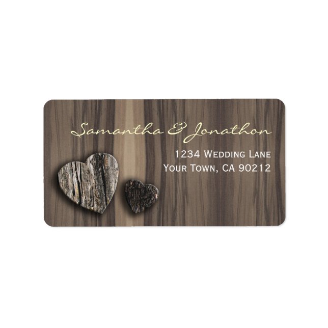 Rustic Wood Tree Bark Heart Label (Front)