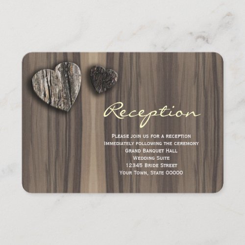 Rustic Wood Tree Bark Heart Reception Info Card