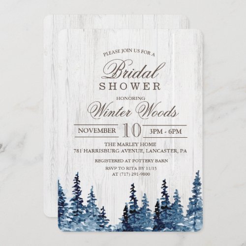 Rustic Wood Tree Bridal Shower Invitation