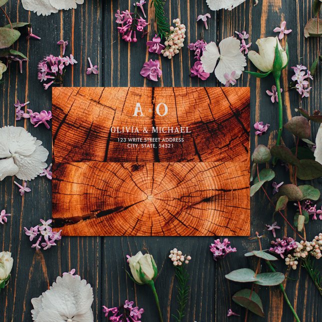 Rustic Wood Tree Custom Initals Monogram Wedding Envelope (Creator Uploaded)