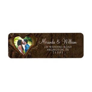 Rustic Wood Tree Heart Wedding Address Label