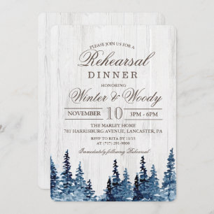 Rustic Wood Tree Rehearsal Dinner Invitation