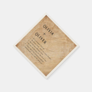 Rustic wood tree stump barn wedding napkins