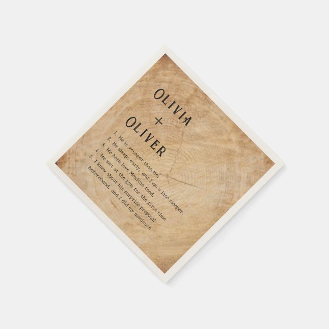 Rustic wood tree stump barn wedding  napkins (Corner)