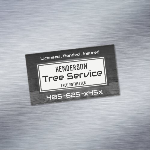 Rustic Wood Tree Trimming  Business Card Magnet