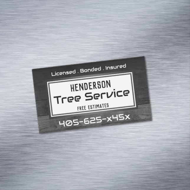 Rustic Wood Tree Trimming  Business Card Magnet (In Situ)
