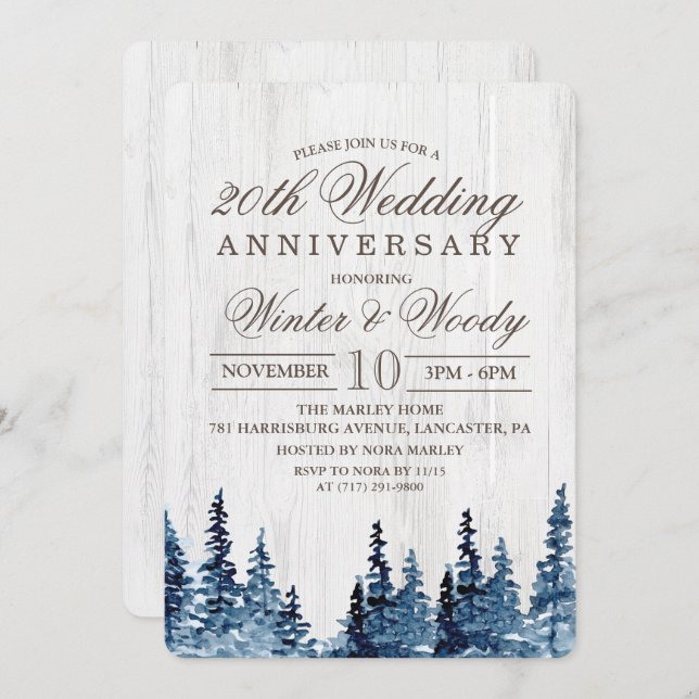 Rustic Wood Tree Wedding Anniversary Invitation (Front/Back)
