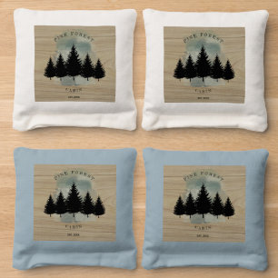 Rustic Wood Trees Forest Country Cabin Watercolor Cornhole Bags