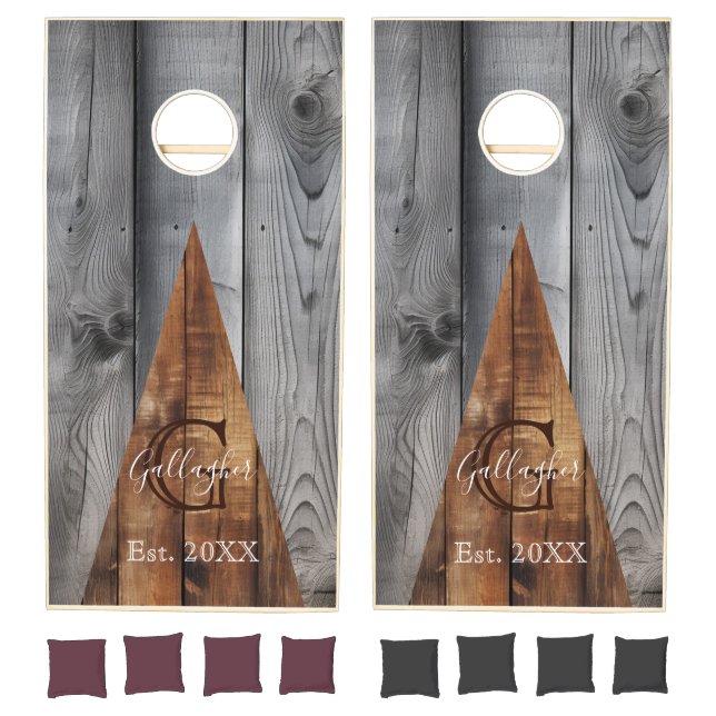 Rustic Wood Triangle Design  Cornhole Set (Set)