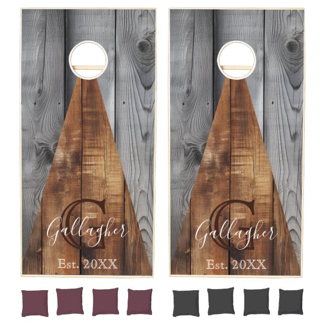 Rustic Wood Triangle Design  Cornhole Set (Set)
