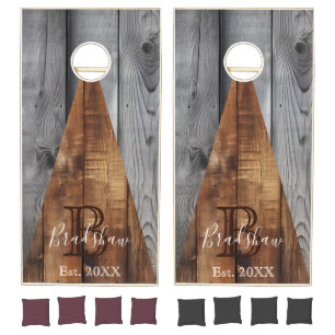 Rustic Wood Triangle Design Cornhole Set