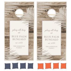 Rustic Wood Tropical Family Beach House Cornhole Set