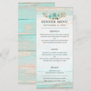 Rustic Wood Turquoise Floral Country Chic Wedding Program