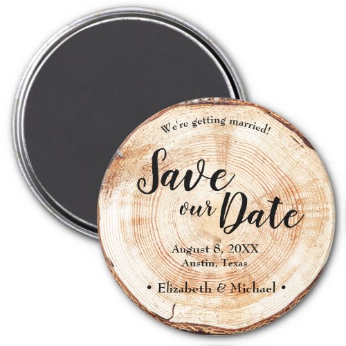 Rustic Wood Unique Wedding Save Our date Magnet