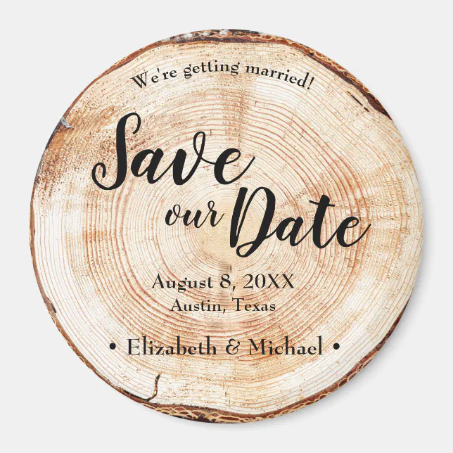 Rustic Wood Unique Wedding Save Our date Magnet | Zazzle