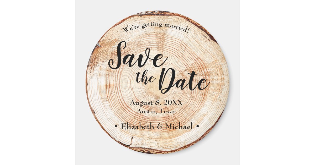 Rustic Wood Unique Wedding Save the date Magnet | Zazzle