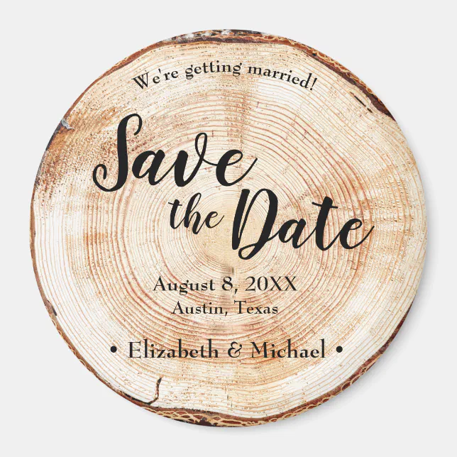 Rustic Wood Unique Wedding Save the date Magnet | Zazzle