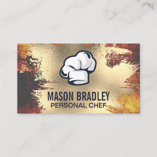 Rustic Wood Utensils  Gold Foil Splatter Business Card