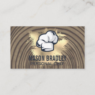 Rustic Wood Utensils   Gold Foil Splatter Business Card