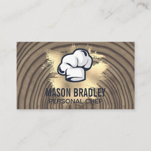 Rustic Wood Utensils  Gold Foil Splatter Business Card