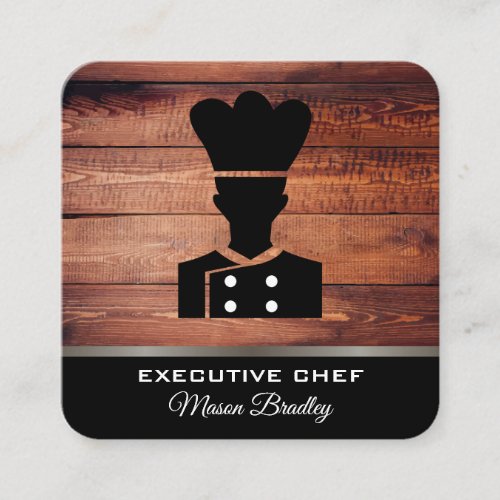 Rustic Wood Utensils  Grill Master  Chef Square Business Card
