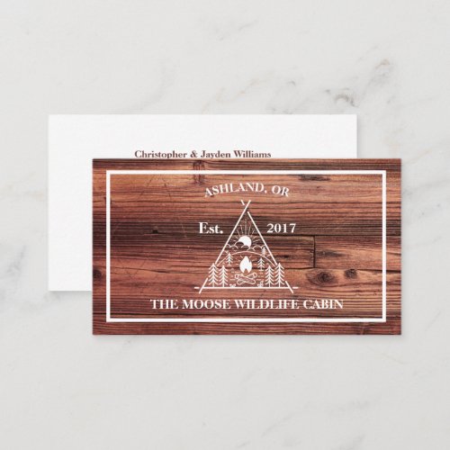 Rustic Wood Vacation Rental Property Cabin Business Card
