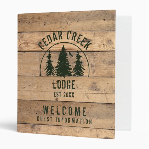 Rustic Wood Vacation Rental Guest 3 Ring Binder Zazzle