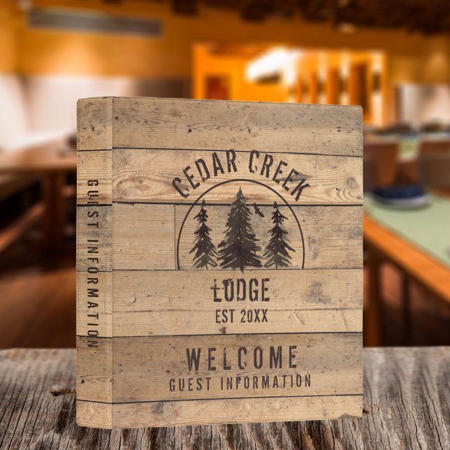 Rustic Wood Vacation Rental Welcome Guest 3 Ring Binder (Creator Uploaded)