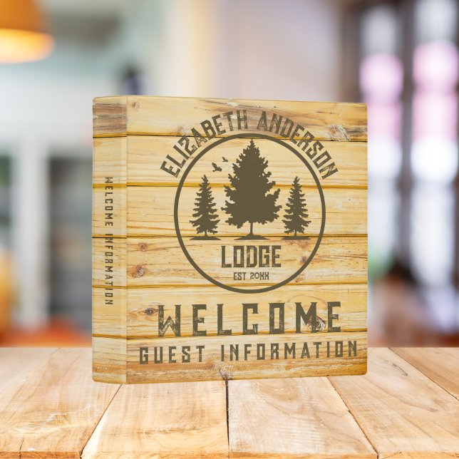 Rustic Wood Vacation Rental Welcome Guest 3 Ring Binder (Creator Uploaded)
