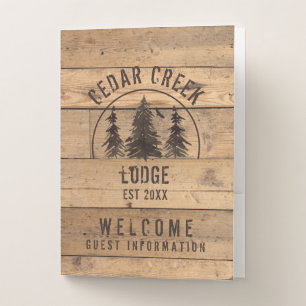 Rustic Wood Vacation Rental Welcome Guest Pocket Folder