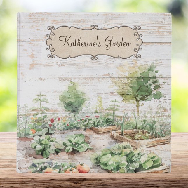 Rustic Wood Vegetable Garden Planner and Journal 3 Ring Binder (In situ)