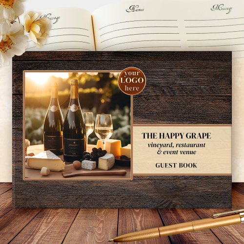 Rustic Wood Vineyard Wine Photo Guest Book