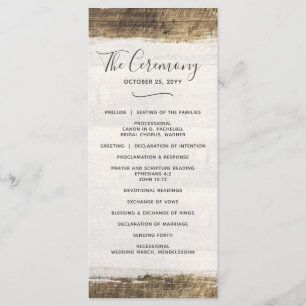 Rustic Wood Vintage Country Custom Wedding Program