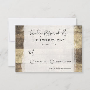 Rustic Wood Vintage Country Farm Barn Wedding RSVP Card