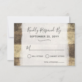 Rustic Wood Vintage Country Farm Barn Wedding RSVP Card