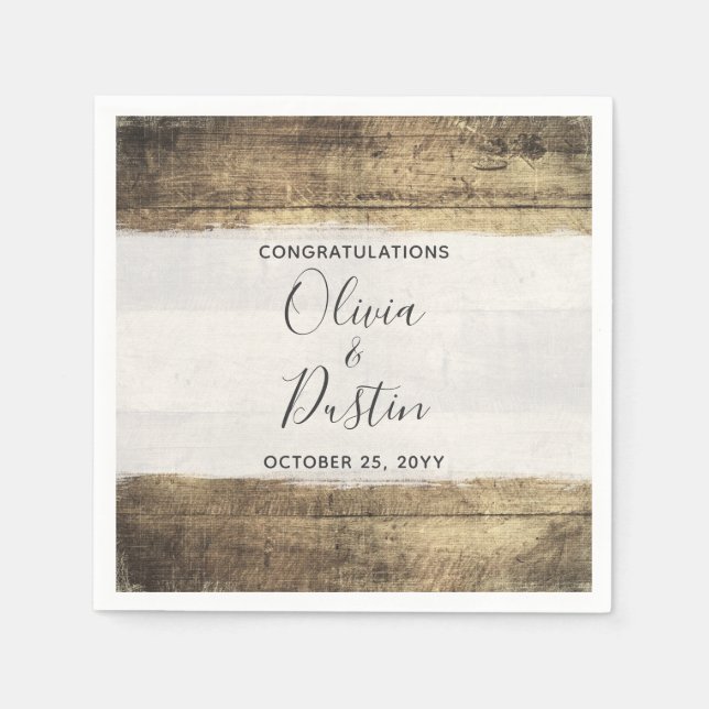 Rustic Wood Vintage Country Farmhouse Wedding Napkins (Front)