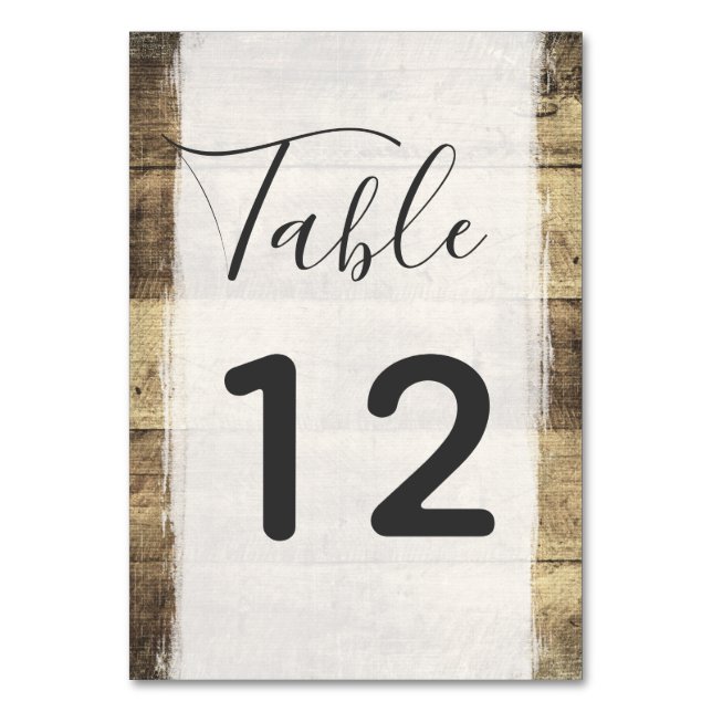Rustic Wood Vintage Country Wedding Table Number (Front)