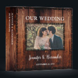 Rustic wood vintage frame country photo wedding 3 ring binder<br><div class="desc">Rustic wood with vintage frame bride & groom wedding album.
You can add your own text,  photo,  names and date to personalize the album.</div>