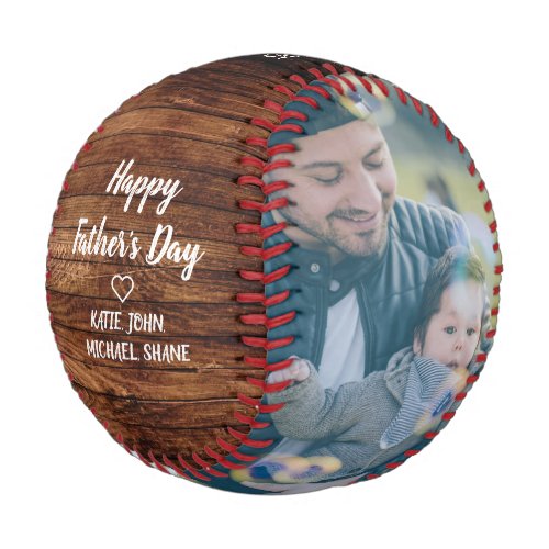 Rustic Wood Vintage Happy Fathers Day Photo  Baseball