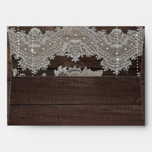 Rustic Wood & Vintage Lace & Lights Elegant Envelope