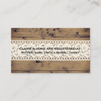 Rustic Wood Vintage Lace Wedding Registry Insert by angela65 at Zazzle