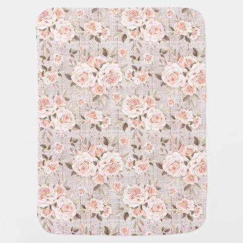 Rustic Wood  Vintage Roses Romantic Shabby Chic Baby Blanket