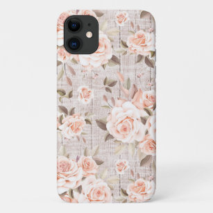 Rustic Wood & Vintage Roses Romantic Shabby Chic iPhone 11 Case