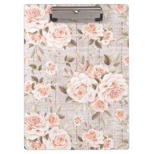 Rustic Wood & Vintage Roses Romantic Shabby Chic Clipboard
