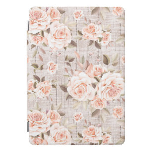 Rustic Wood & Vintage Roses Romantic Shabby Chic iPad Pro Cover
