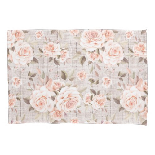 Rustic Wood  Vintage Roses Romantic Shabby Chic Pillow Case